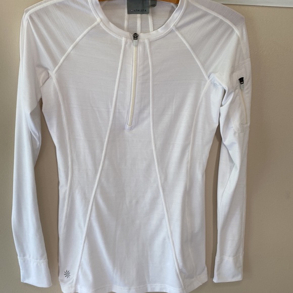 NEW Athleta white top with front zipper - Picture 2 of 8
